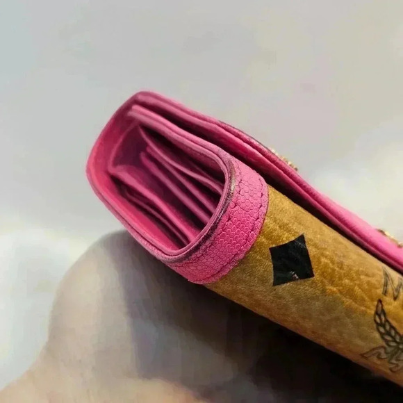 MCM Pink and Purple Leather Wallet with Gold Accents - Picture 4 of 13